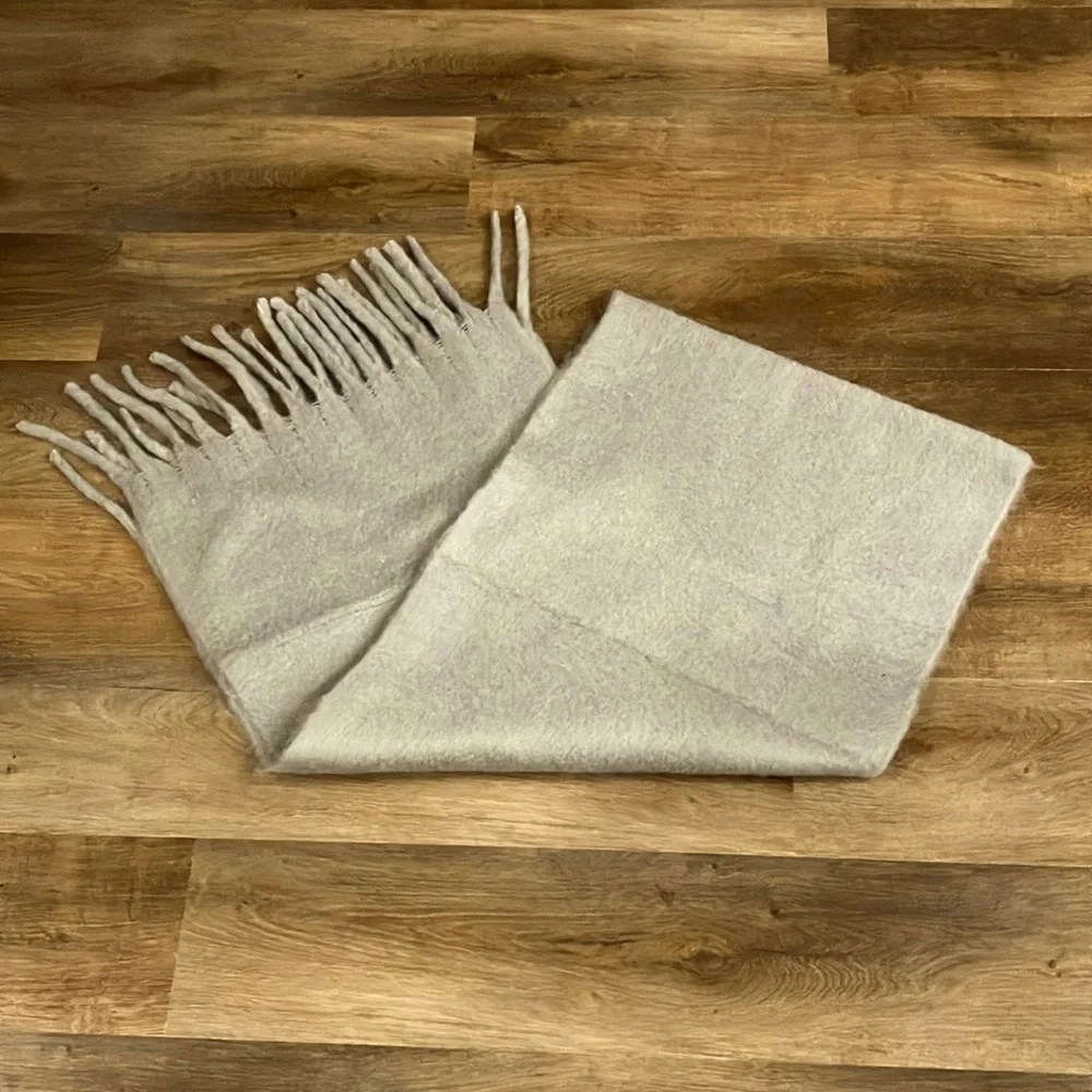 Soft Light Gray Fringe Scarf Wrap
